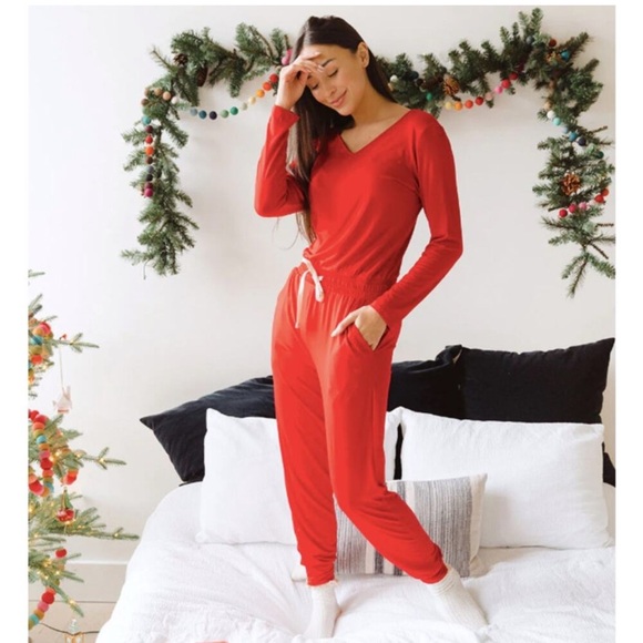 Albion Fit Merry Jumpsuit, Cranberry - Picture 1 of 5